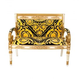 italy01: Versace Home Vanitas Love Sofa upholstered in gold/black