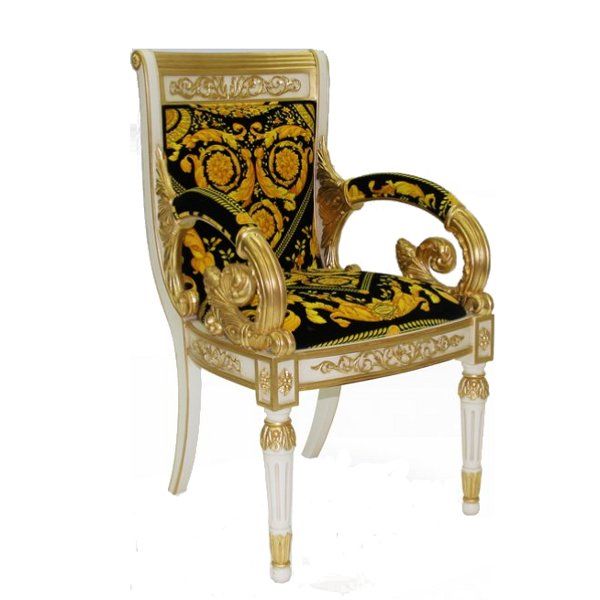italy01: Versace Home Vanitas Standard Armchair with beech wood structure  and Barocco Circle upholstery